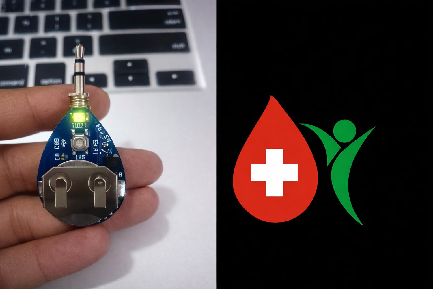 GlucoBridge BLE glucose meter PCB with coin-cell battery